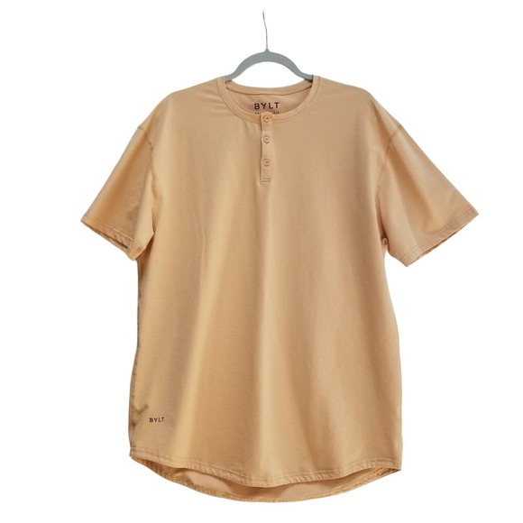 Drop Other - BYLT LUX NEW Drop Cut S/S Henley Sz XL Peach Color T shirt Cotton Blend Short Sl